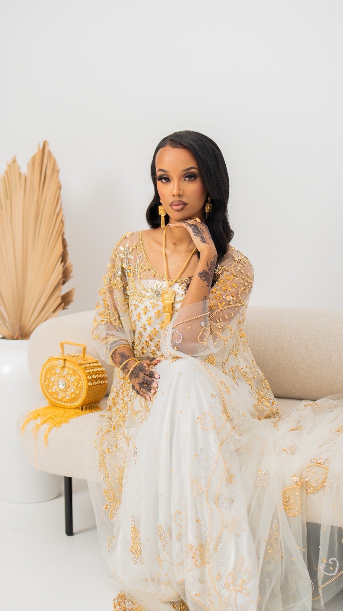PRE - ORDER Dahab & Xariir Bridal Lace Dirac - White & Gold
