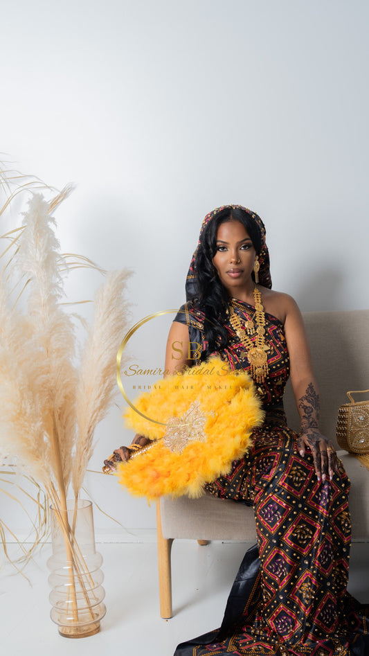 Gacaliso Bridal Shaash - Orange & Black