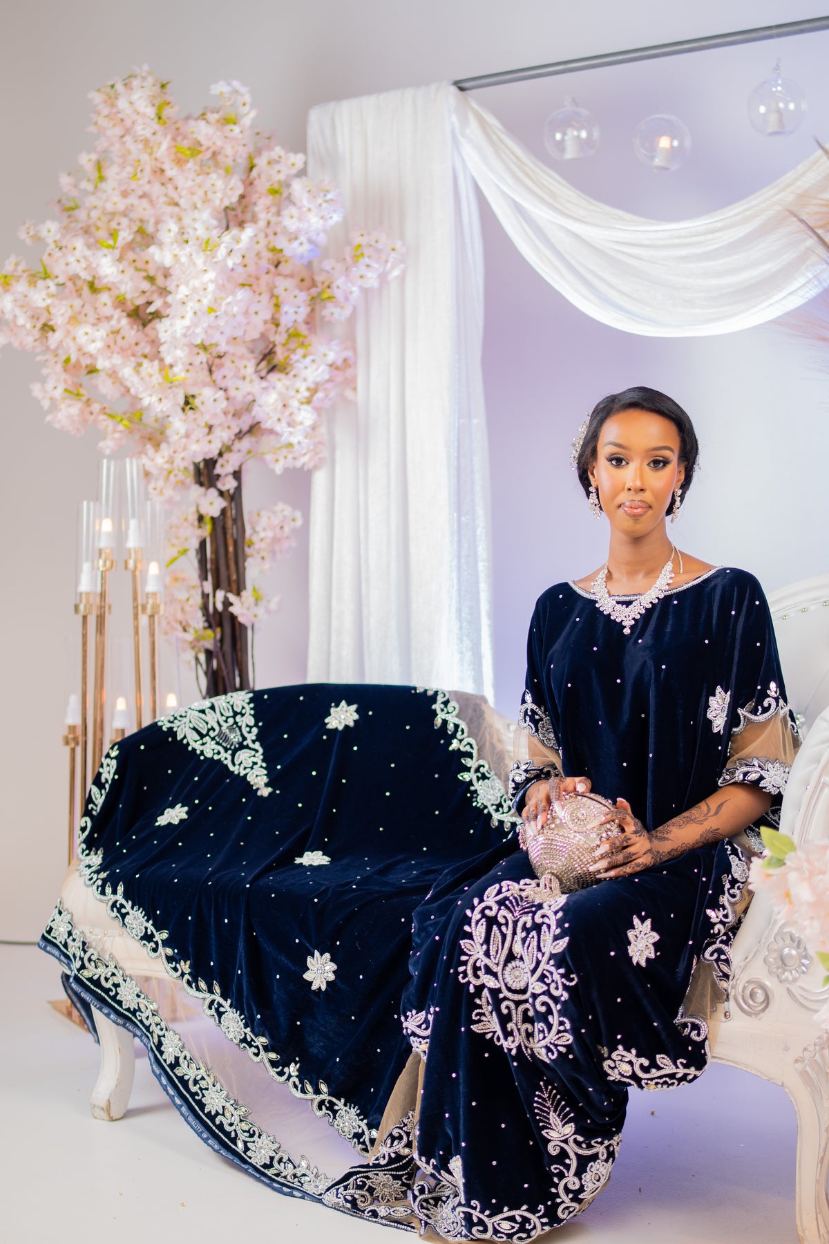 PRE-ORDER Imaan Velvet Bridal Dirac - Dark Blue